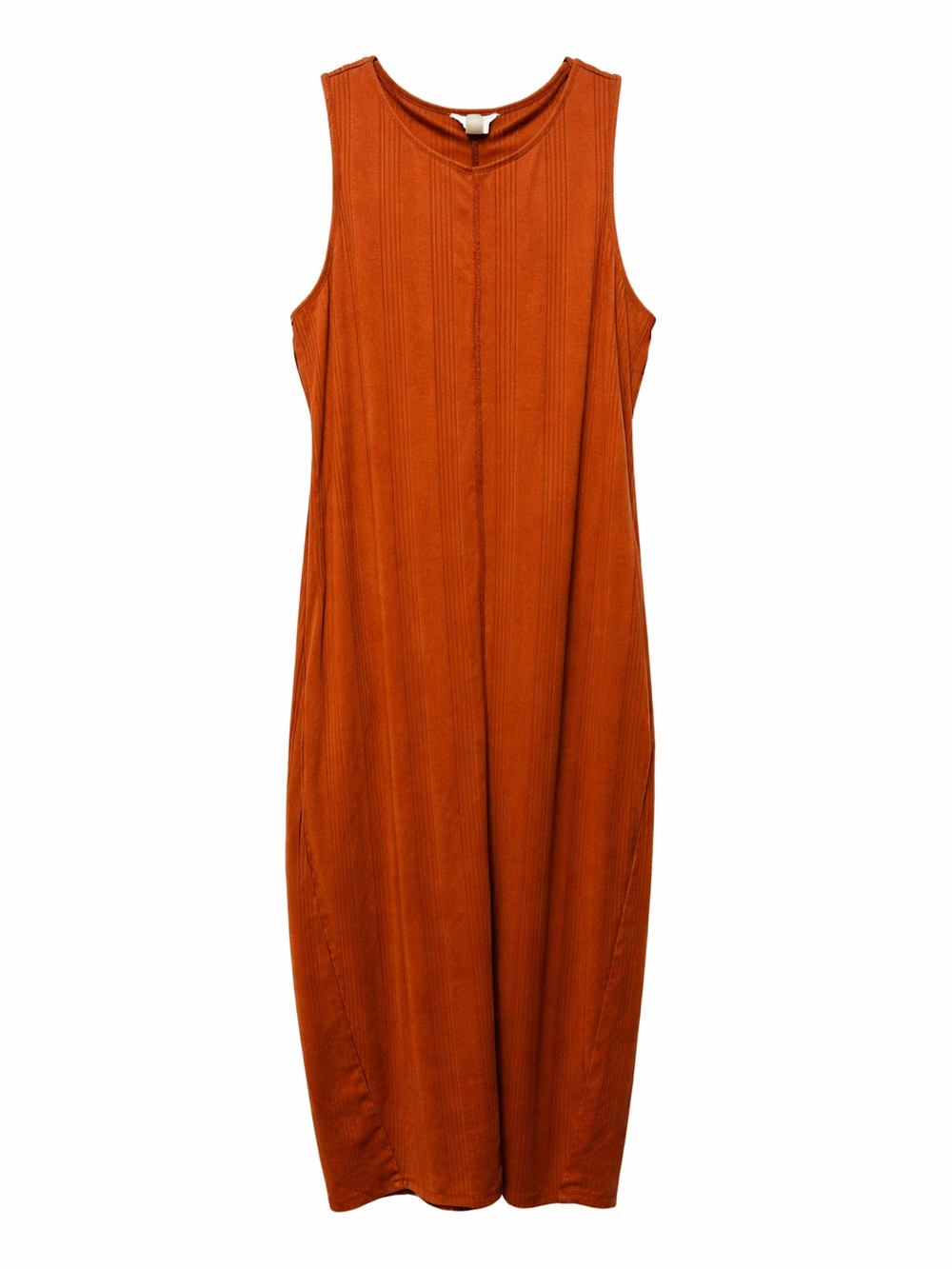 Treasure & Bond - Ribbed Sleeveless Maxi Dress in Rust Orange. Size XL